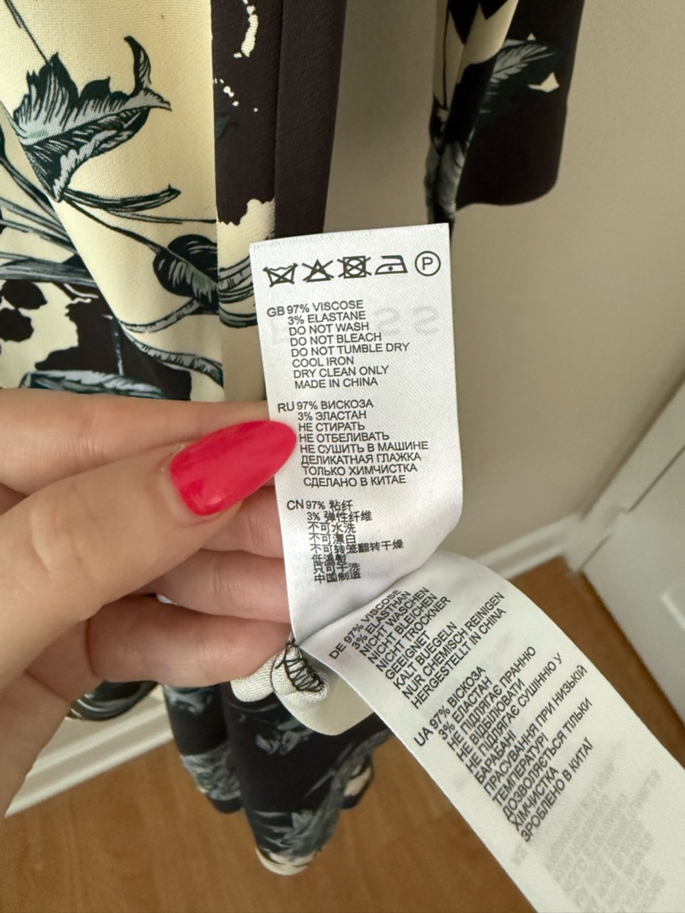 Reiss Black Floral High-Neck Midi Dress with Cream Accents - Picture 10 of 16